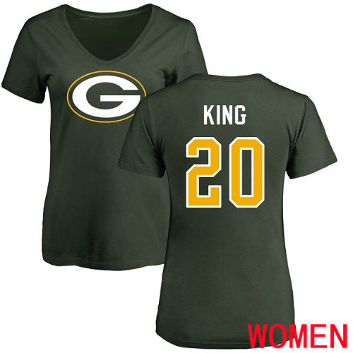 Green Bay Packers Green Women #20 King Kevin Name And Number Logo Nike NFL T Shirt->nfl t-shirts->Sports Accessory